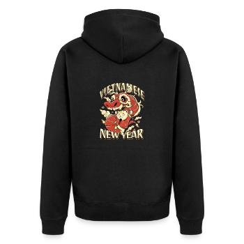 Vietnamese New Year Cat 2023 I Gift - Unisex Premium Organic Zip Hoodie - black - Back - Nico (187cm)