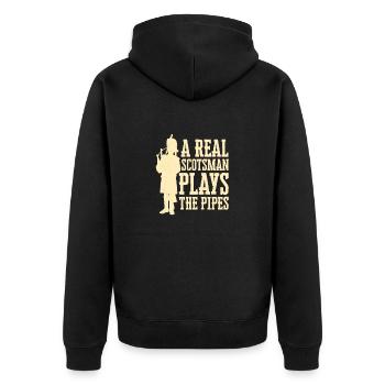 A Real Scotsman Plays The Pipes Bagpiper Bagpipe - Unisex Premium Bio Zip Hoodie - Schwarz - Hinten - Nico (187cm)