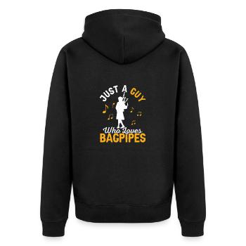 Just A Guy Who Loves Bagpipes Bagpiping Bagpiper - Unisex Premium Bio Zip Hoodie - Schwarz - Hinten - Nico (187cm)