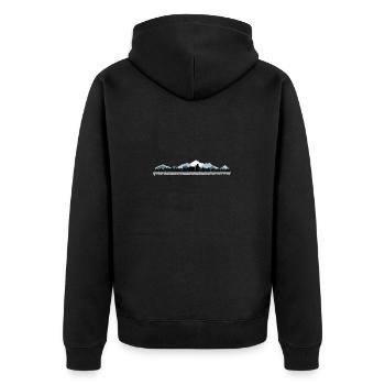 Retro Wald Natur Wildlife Bäume Reflexion - Unisex Premium Bio Zip Hoodie - Schwarz - Hinten - Nico (187cm)