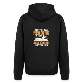 Une journée sans lire, c’est comme plaisanter avec des livres - Veste à capuche bio Premium Unisexe - noir - Dos - Nico (187cm)