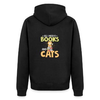 All I Need Is Books And Cats Reading Book Lover - Unisex Premium Bio Zip Hoodie - Schwarz - Hinten - Nico (187cm)
