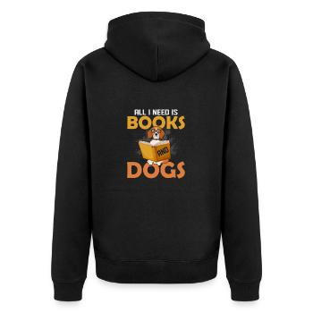 All I Need Is Books And Dogs Reading Book Lover - Unisex Premium Bio Zip Hoodie - Schwarz - Hinten - Nico (187cm)