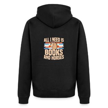 All I Need Is Books And Horses Book Lover Reading - Unisex Premium Bio Zip Hoodie - Schwarz - Hinten - Nico (187cm)