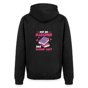 Nur ein Mädchen, das Bücher liebt Lesen Buch - Unisex Premium Bio Zip Hoodie - Schwarz - Hinten - Nico (187cm)