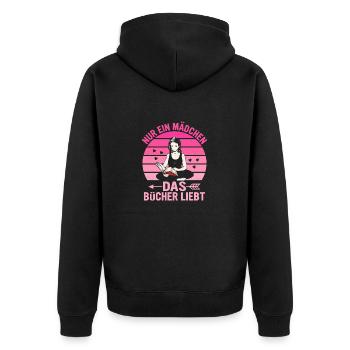 Nur ein Mädchen, das Bücher liebt Buch Lesen - Unisex Premium Bio Zip Hoodie - Schwarz - Hinten - Nico (187cm)