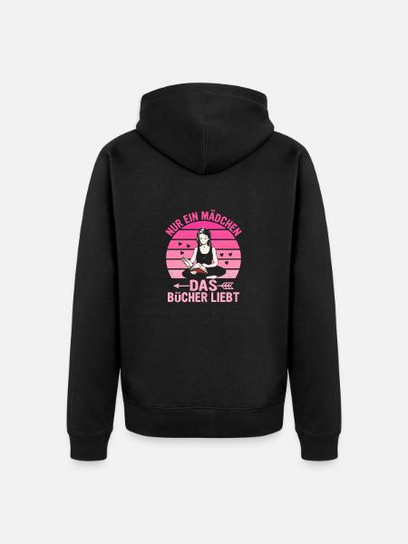 Nur ein Mädchen, das Bücher liebt Buch Lesen - Unisex Premium Bio Zip Hoodie - Schwarz