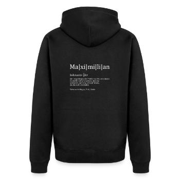 Erzgebirge Maximilian - Unisex Premium Bio Zip Hoodie - Schwarz - Hinten - Nico (187cm)