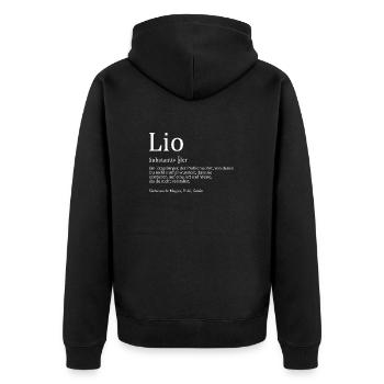 Erzgebirge Lio - Unisex Premium Bio Zip Hoodie - Schwarz - Hinten - Nico (187cm)