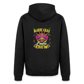 Mardi Gras Kreuzfahrt Crew - Unisex Premium Bio Zip Hoodie - Schwarz - Hinten - Nico (187cm)