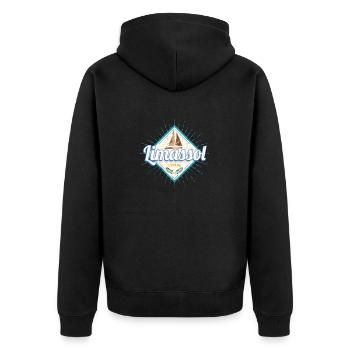 Limassol Stadt Zypern Retro Segelschiff Vintage - Unisex Premium Bio Zip Hoodie - Schwarz - Hinten - Nico (187cm)