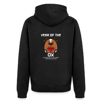 Chinesisches Neujahr Niedlicher Ochse Zodiac Mondneujahr - Unisex Premium Bio Zip Hoodie - Schwarz - Hinten - Nico (187cm)