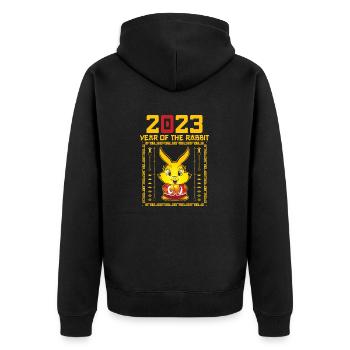 New Years Of The Rabbit 2023 Fengshui More Wish - Unisex Premium Organic Zip Hoodie - black - Back - Nico (187cm)