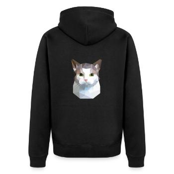cat cute low poly Katze weiß grau - Unisex Premium Bio Zip Hoodie - Schwarz - Hinten - Nico (187cm)