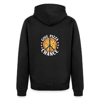 Give Pizza Chance Funny Pizza Peace Logo - Unisex Premium Organic Zip Hoodie - black - Back - Nico (187cm)