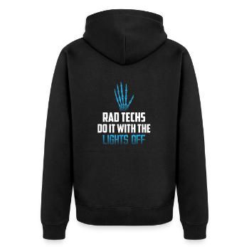 Rad Techs Do It With The Lights Off X-Ray Rad Tech - Unisex Premium Organic Zip Hoodie - black - Back - Nico (187cm)