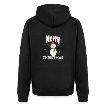 Merry Christmas Snow - Unisex Premium Bio Zip Hoodie - Schwarz - Hinten - Nico (187cm)