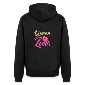 Queen Of The Lanes Team Player StrikeBowling - Unisex Premium Organic Zip Hoodie - black - Back - Nico (187cm)