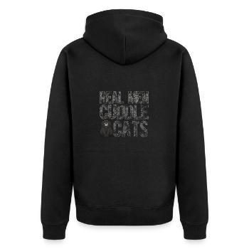 Echte Männer Kuscheln Katzen Lustige Retro Katze Kätzchen Liebhaber - Unisex Premium Bio Zip Hoodie - Schwarz - Hinten - Nico (187cm)