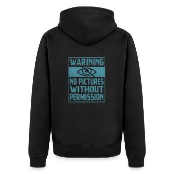 Avertissement Aucune image sans autorisation - Veste à capuche bio Premium Unisexe - noir - Dos - Nico (187cm)