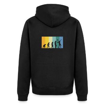 Evolution Tennis - Tennisspieler vintage Farben - Unisex Premium Bio Zip Hoodie - Schwarz - Hinten - Nico (187cm)