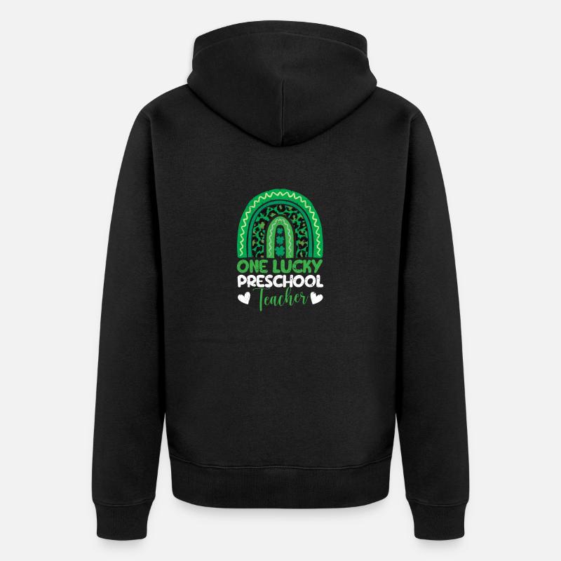 Une joyeuse enseignante préscolaire Saint-Patrick - Veste à capuche bio Premium Unisexe - noir