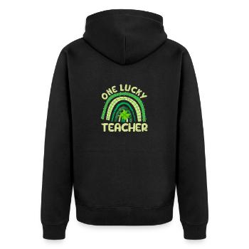 St. Patrick's Day Shamrock Irish School Ein glück - Unisex Premium Bio Zip Hoodie - Schwarz - Hinten - Nico (187cm)