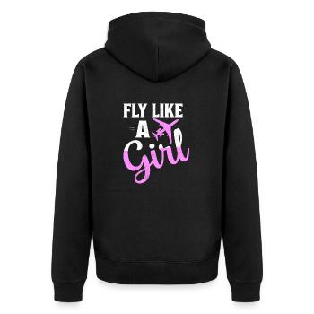 Fly Like A Girl Aviation Pilot Airline - Veste à capuche bio Premium Unisexe - noir - Dos - Nico (187cm)