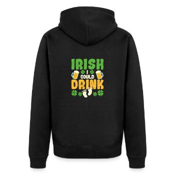 Irish I Could Drink Schwangerschaftsankündigung - Unisex Premium Bio Zip Hoodie - Schwarz - Hinten - Nico (187cm)