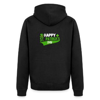 Funny Lucky Irish Shamrock Lover Happy St. - Unisex Premium Organic Zip Hoodie - black - Back - Nico (187cm)