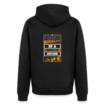 Proud Husband of a Freaking Awesome Wife Married - Unisex Premium Organic Zip Hoodie - black - Back - Nico (187cm)