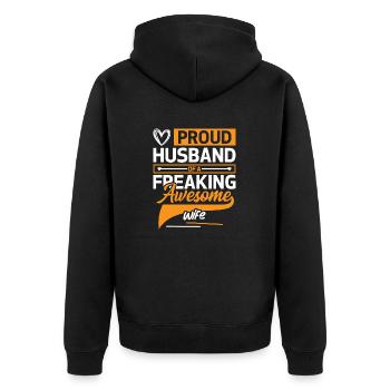 Proud Husband of a Freaking Awesome Wife Holiday - Unisex Premium Organic Zip Hoodie - black - Back - Nico (187cm)