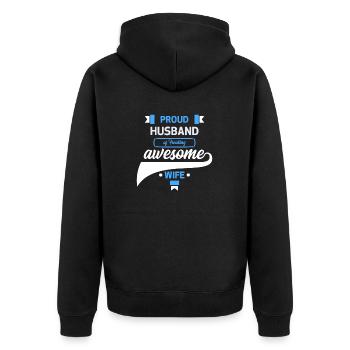 Proud Husband of a Freaking Awesome Wife Cooking - Unisex Premium Organic Zip Hoodie - black - Back - Nico (187cm)