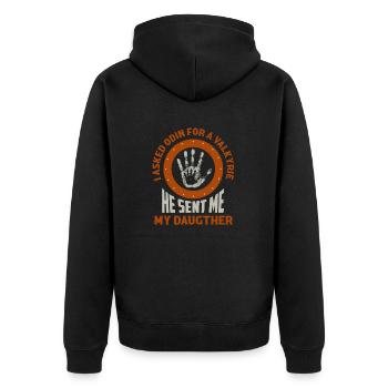 I Asked Odin For A Valkyrie He Sent Me My Daugther - Unisex Premium Bio Zip Hoodie - Schwarz - Hinten - Nico (187cm)