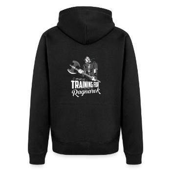 Training For Ragnarok Viking Norse - Unisex Premium Bio Zip Hoodie - Schwarz - Hinten - Nico (187cm)