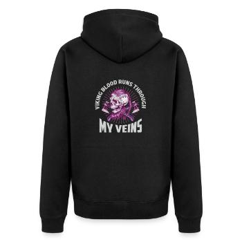Viking Blood Runs Through My Veins Norse Odin - Unisex Premium Bio Zip Hoodie - Schwarz - Hinten - Nico (187cm)