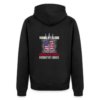 Viking By Blood American By Birth Patriot By Choic - Unisex Premium Bio Zip Hoodie - Schwarz - Hinten - Nico (187cm)