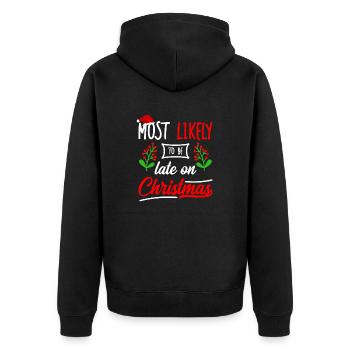 Most Likely To be Late on Christmas Winter Flowers - Unisex Premium Organic Zip Hoodie - black - Back - Nico (187cm)