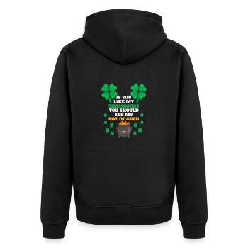 Irish If You Like My Shamrocks You Should See My - Unisex Premium Organic Zip Hoodie - black - Back - Nico (187cm)