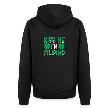 Irischer St. Patricks Day Philippinen Küss mich - Unisex Premium Bio Zip Hoodie - Schwarz - Hinten - Nico (187cm)