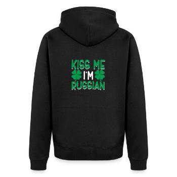 Irischer St. Patricks Day Trinken Russland Küss - Unisex Premium Bio Zip Hoodie - Schwarz - Hinten - Nico (187cm)