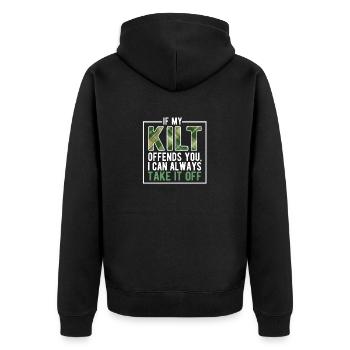 When my kilt offends you Funny St. Patrick's - Unisex Premium Organic Zip Hoodie - black - Back - Nico (187cm)