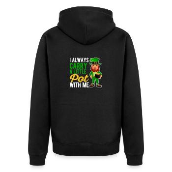 J’ai toujours un petit pot d’irlandais - Veste à capuche bio Premium Unisexe - noir - Dos - Nico (187cm)