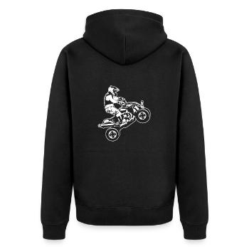 All-Terrain-Fahrzeuge coole BIKER Zeichenkunst Thema - Unisex Premium Bio Zip Hoodie - Schwarz - Hinten - Nico (187cm)