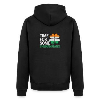 Zeit für ein paar Shenanigans St. Patricks Day - Unisex Premium Bio Zip Hoodie - Schwarz - Hinten - Nico (187cm)
