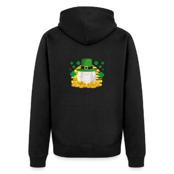 Lucky Baseball Leprechaun Hat Heap Golden Coin - Veste à capuche bio Premium Unisexe - noir - Dos - Nico (187cm)