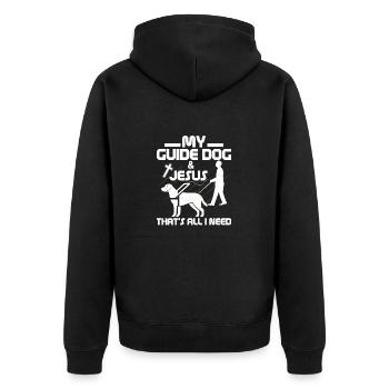 My Guide Dog & Jesus That's All I Need Blindness - Unisex Premium Bio Zip Hoodie - Schwarz - Hinten - Nico (187cm)