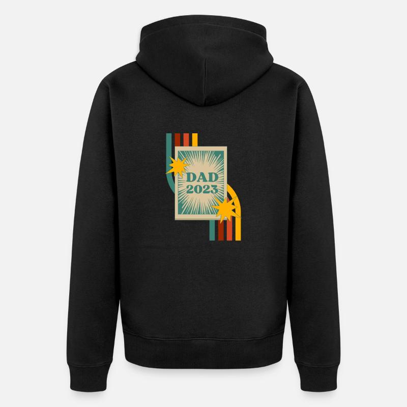 Nouveau papa 2023 Rétro - Veste à capuche bio Premium Unisexe - noir