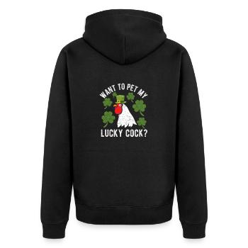 Do you want to stroke my lucky Funny - Unisex Premium Organic Zip Hoodie - black - Back - Nico (187cm)