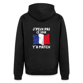 J'peux Pas Match Cadeau Drapeau France Supporter - Veste à capuche bio Premium Unisexe - noir - Dos - Nico (187cm)